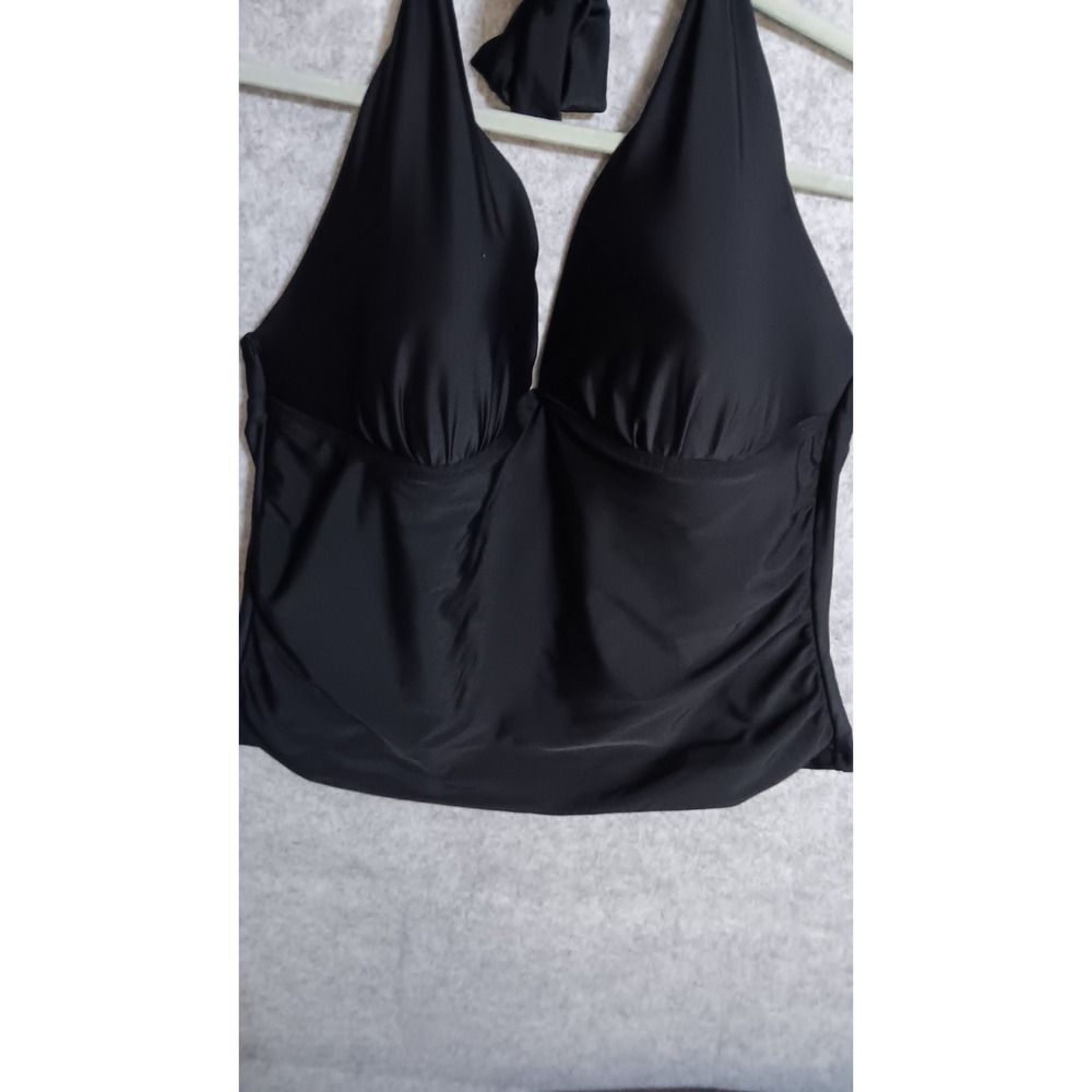 Collections by Catalina Tankini Swim Top Womens XL Black Halter Padded